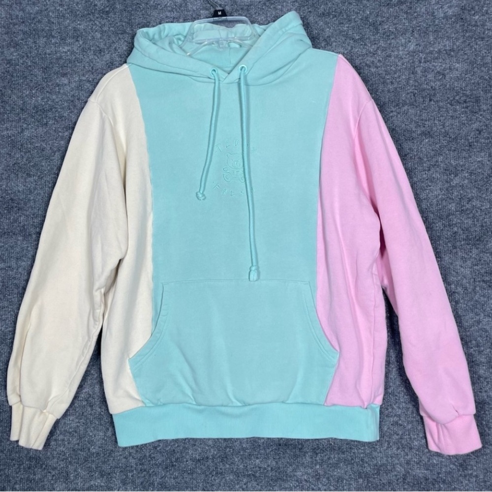 Teddy Fresh Unisex Medium Multicolor Pastel‎ Rainbow Pullover Sweatshirt Hoodie